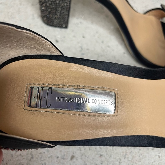 INC Size 9 International Concepts Elegant Black Embellished Women's Block Heels - Picture 9 of 10